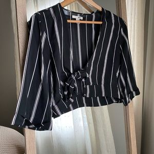 Black Stripe Crop Blouse